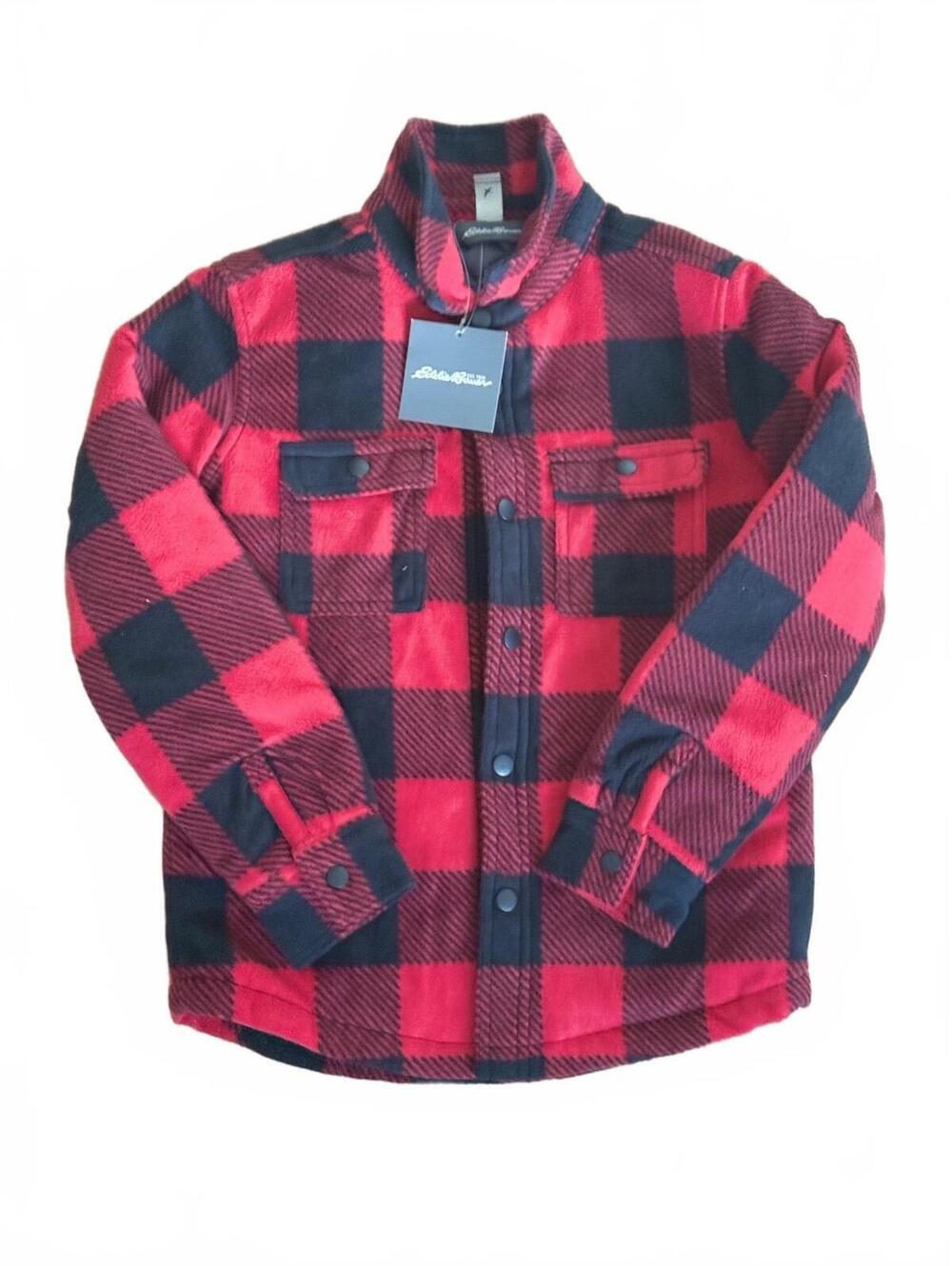 Eddie Bauer Boys Chutes Microfleece Buffalo Plaid Shirt Jacket NWT Size XS